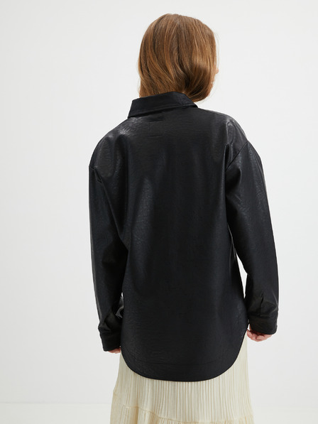 ONLY Schwarzes Damen-Kunstlederhemd ONLY Mia