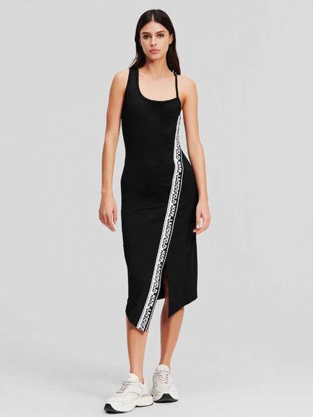 Karl Lagerfeld Schwarzes KARL LAGERFELD Logo Tape Jersey-Kleid für Damen
