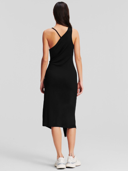 Karl Lagerfeld Schwarzes KARL LAGERFELD Logo Tape Jersey-Kleid für Damen