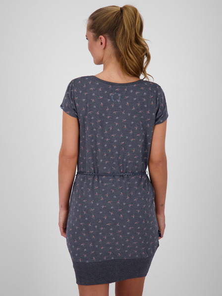Alife and Kickin Dunkelgraues gemustertes kurzes Damenkleid mit Gürtel Alife and Kickin