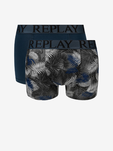 Replay Zweier-Set Boxershorts in dunkelblau und grau Replay Foliage