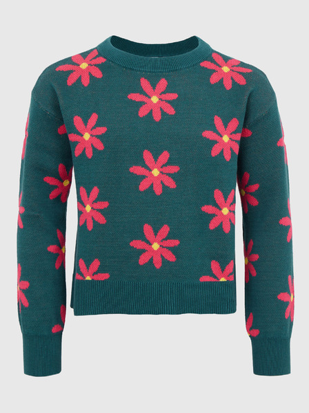 GAP Grüner und rosa geblümter Pullover für Mädchen GAP