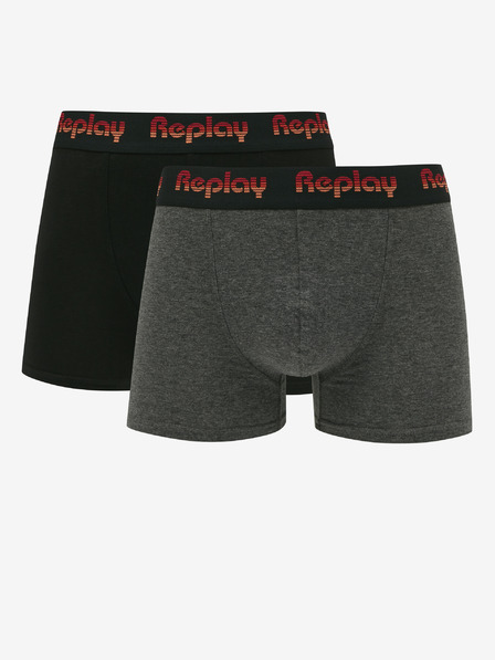Replay Zweier-Set Herren-Boxersocken in Schwarz und Dunkelgrau Replay