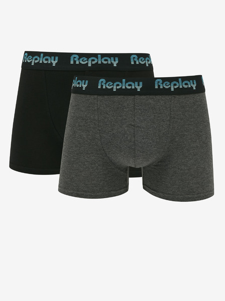 Replay Zweier-Set Herren-Boxersocken in Schwarz und Dunkelgrau Replay