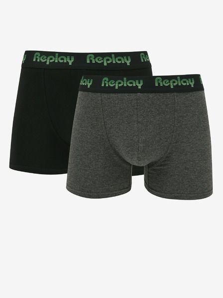 Replay Zweier-Set Herren-Boxersocken in Schwarz und Dunkelgrau Replay