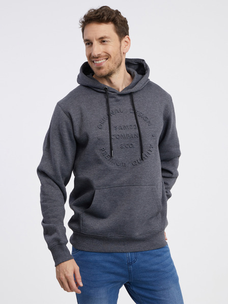 Sam 73 Grauer gestromter Herren-Kapuzenpullover SAM 73 Albus