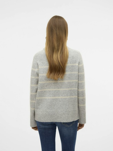 Vero Moda Beige und grau gestreifter Damenpullover Vero Moda Flawless