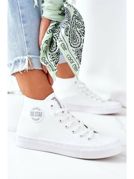 BIG STAR SHOES Damen Leder Hohe Turnschuhe Big Star Weiß