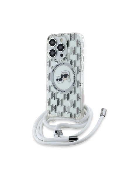 Karl Lagerfeld Karl Lagerfeld IML Monogramm Crossbody K&CH Heads MagSafe Rückseite Hülle für iPhone 14 Pro Max Transparent