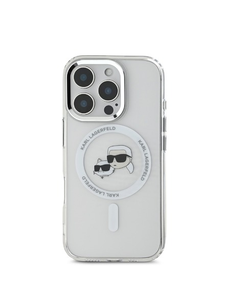 Karl Lagerfeld Karl Lagerfeld IML K&CH Köpfe Metallrahmen MagSafe Rückseite Hülle für iPhone 16 Pro Max Transparent