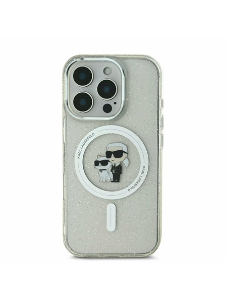 Karl Lagerfeld Karl Lagerfeld IML Glitzer Karl and Choupette MagSafe Rückseite Hülle für iPhone 16 Pro Max Transparent